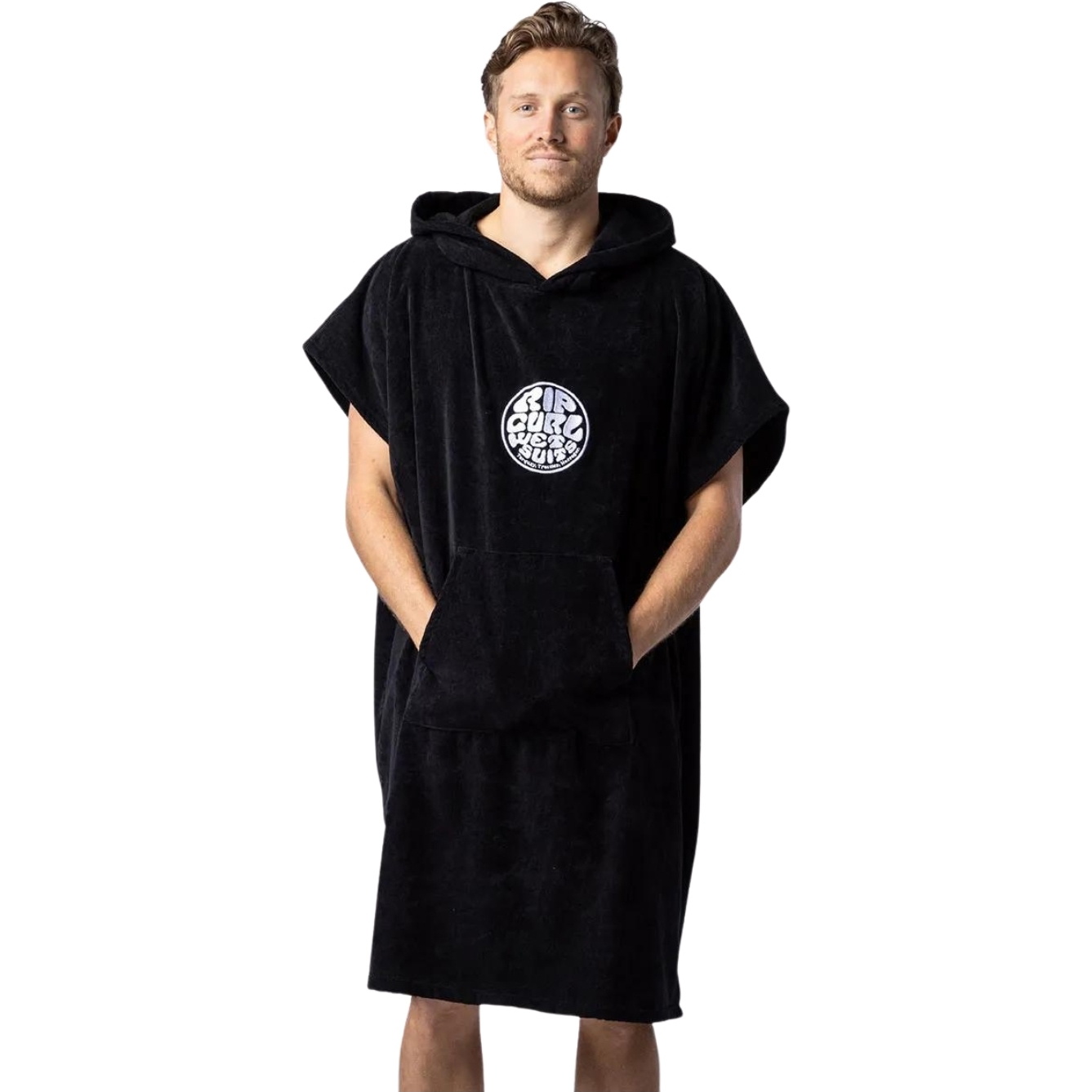 2026 Rip Curl Logo Hettehåndkle Med Hette / Poncho 00GMTO - Black
